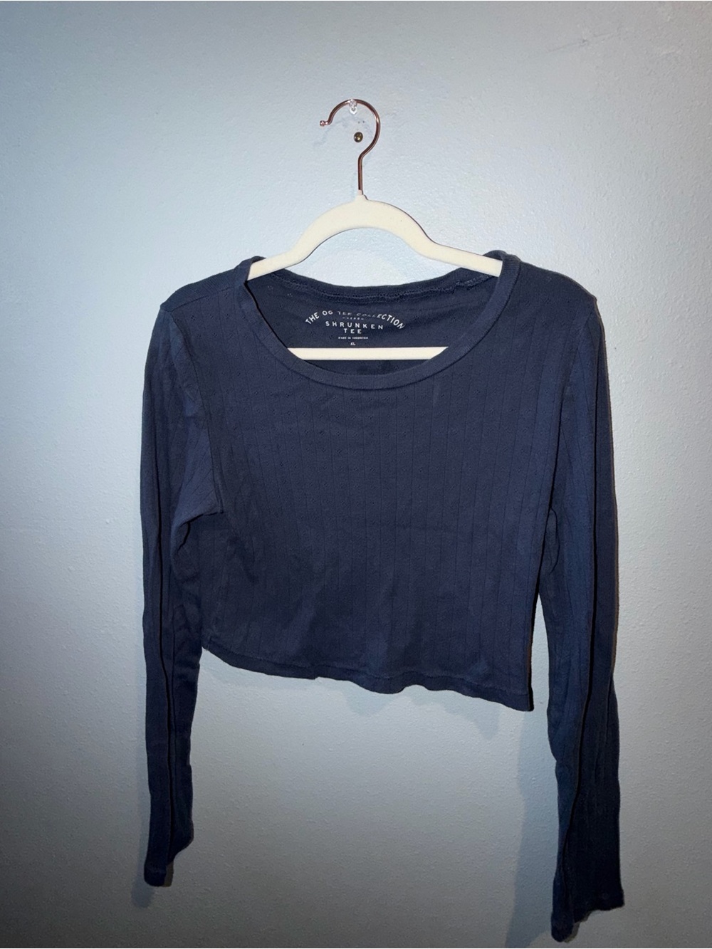 Aerie “The Shrunken Tee” Navy Ribbed Crop Top 💙